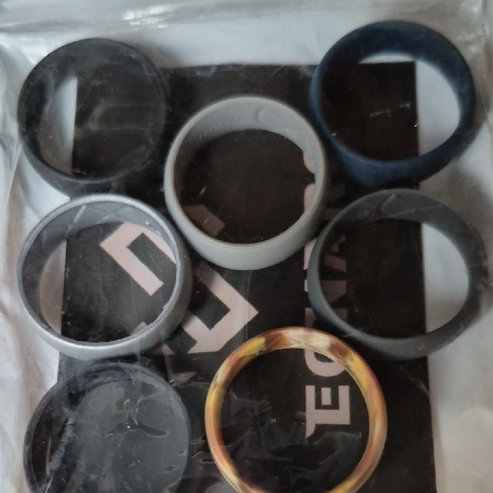 Silicone Ring Set - Black, Gray, Blue, and Gold